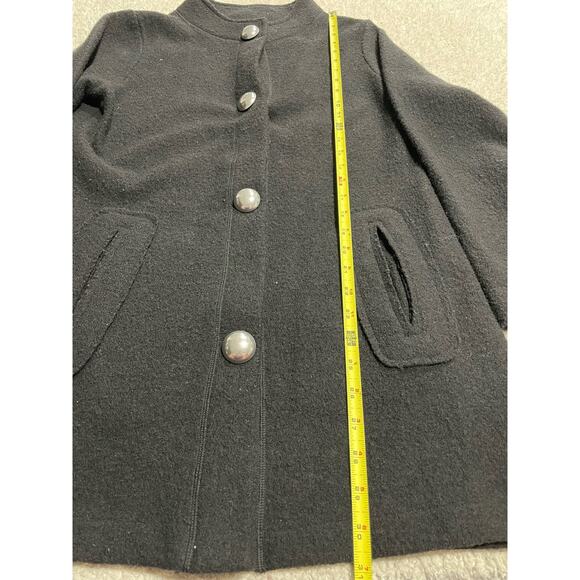 Harve Benard Womens Small Button Up Knee Length 100% Wool Winter Coat Black - Picture 5 of 10